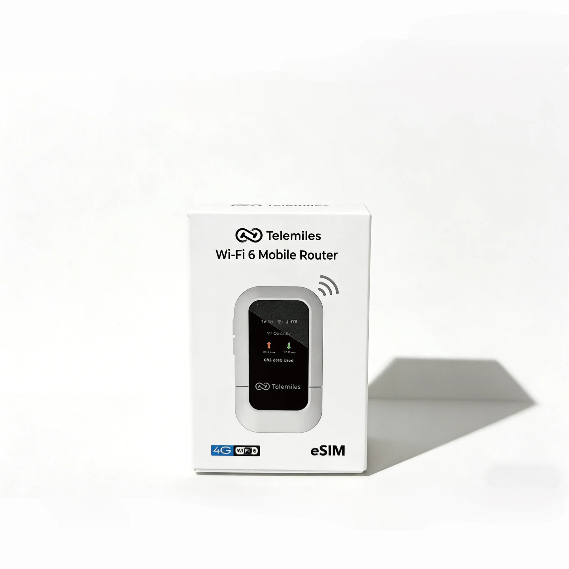 Telemiles M47 4G Portable MiFi retail packaging box showing front view