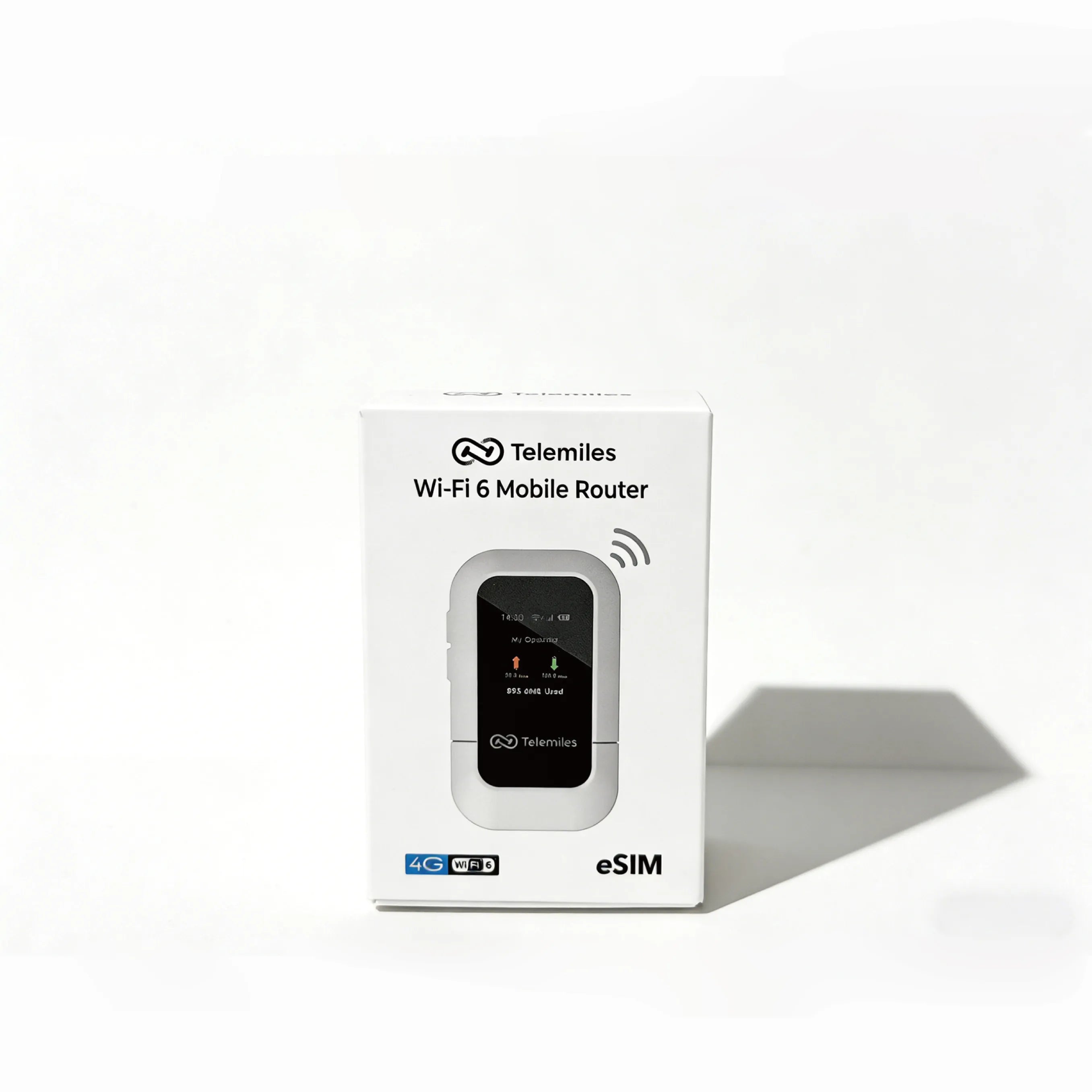 Telemiles M47 4G Portable MiFi retail packaging box showing front view