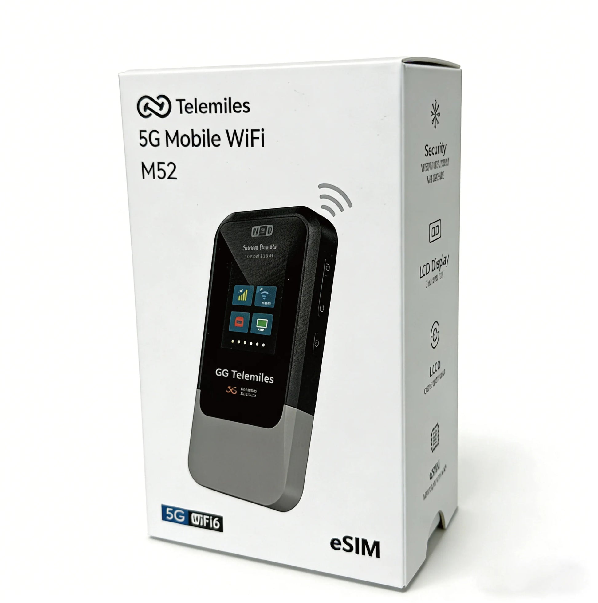 Telemiles M52 connectivity chart showing dual-band Wi-Fi and USB tethering