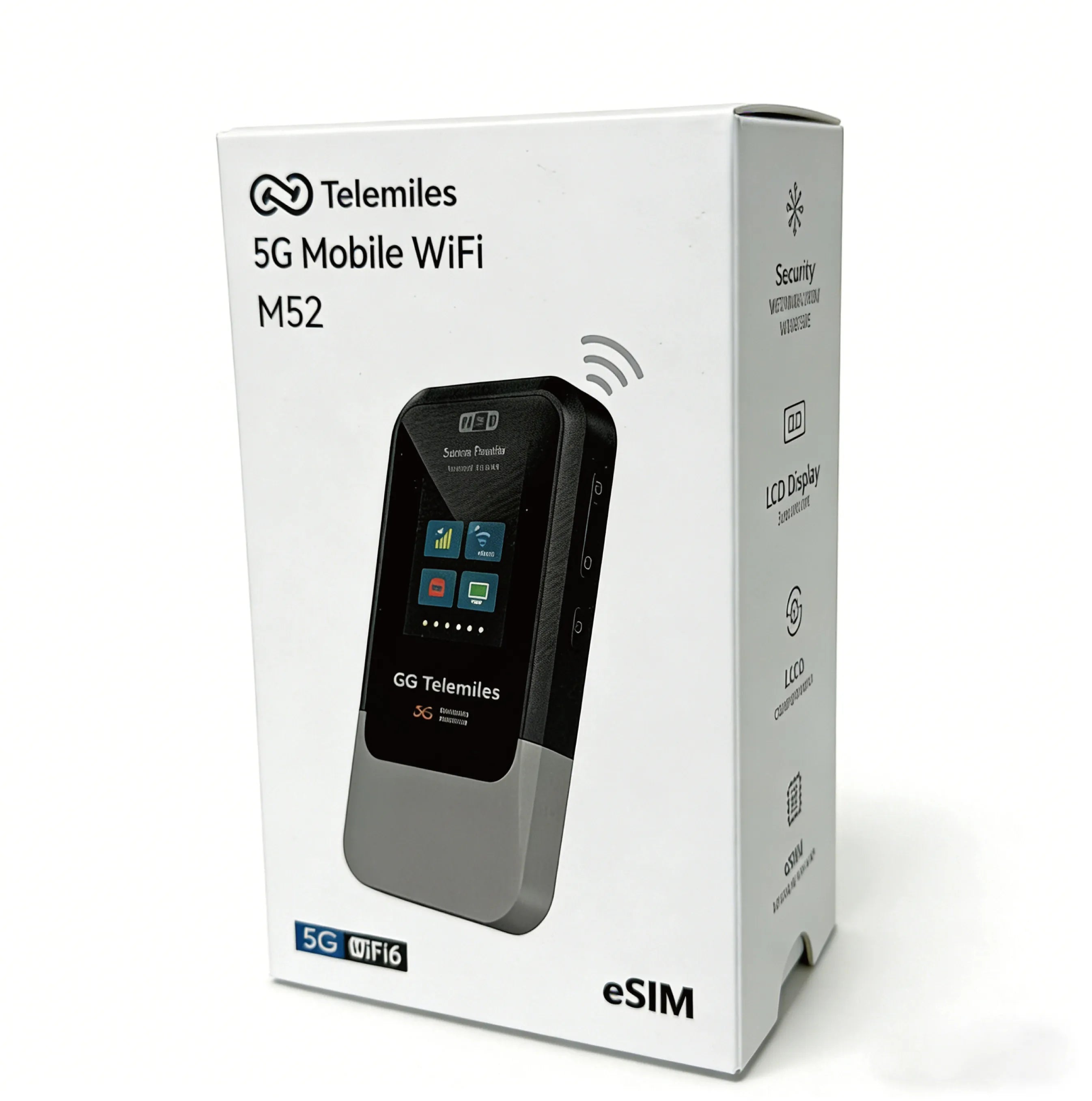 Telemiles M52 connectivity chart showing dual-band Wi-Fi and USB tethering