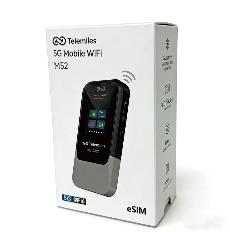 Telemiles M52 connectivity chart showing dual-band Wi-Fi and USB tethering