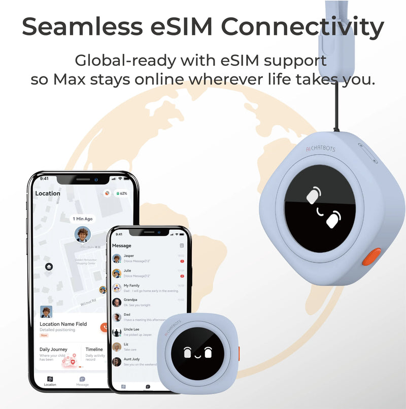 AI Chatbot with global eSIM connectivity for seamless communication.
