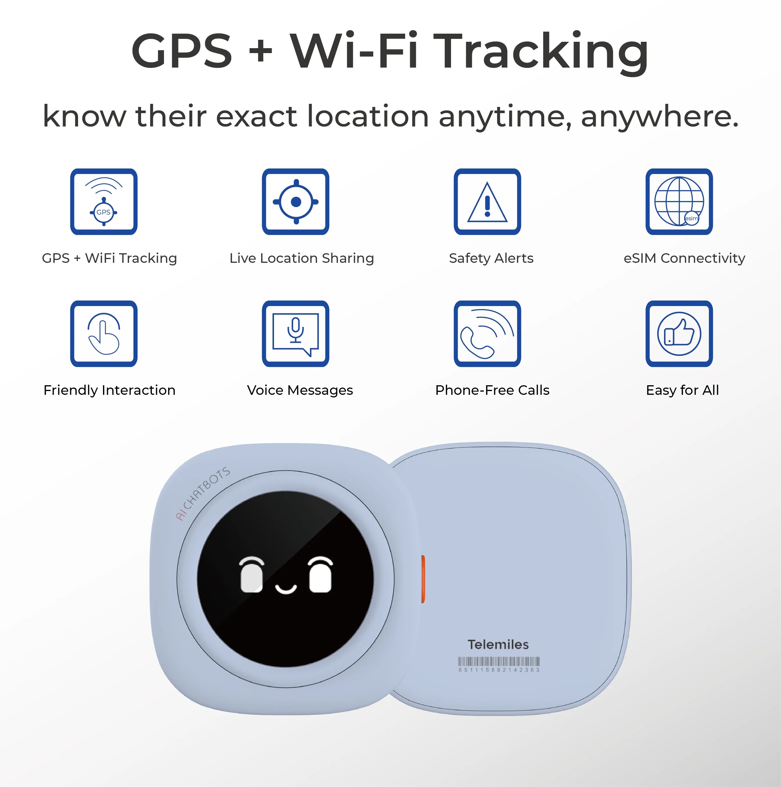 AI Chatbot provides safety alerts and GPS tracking for peace of mind.