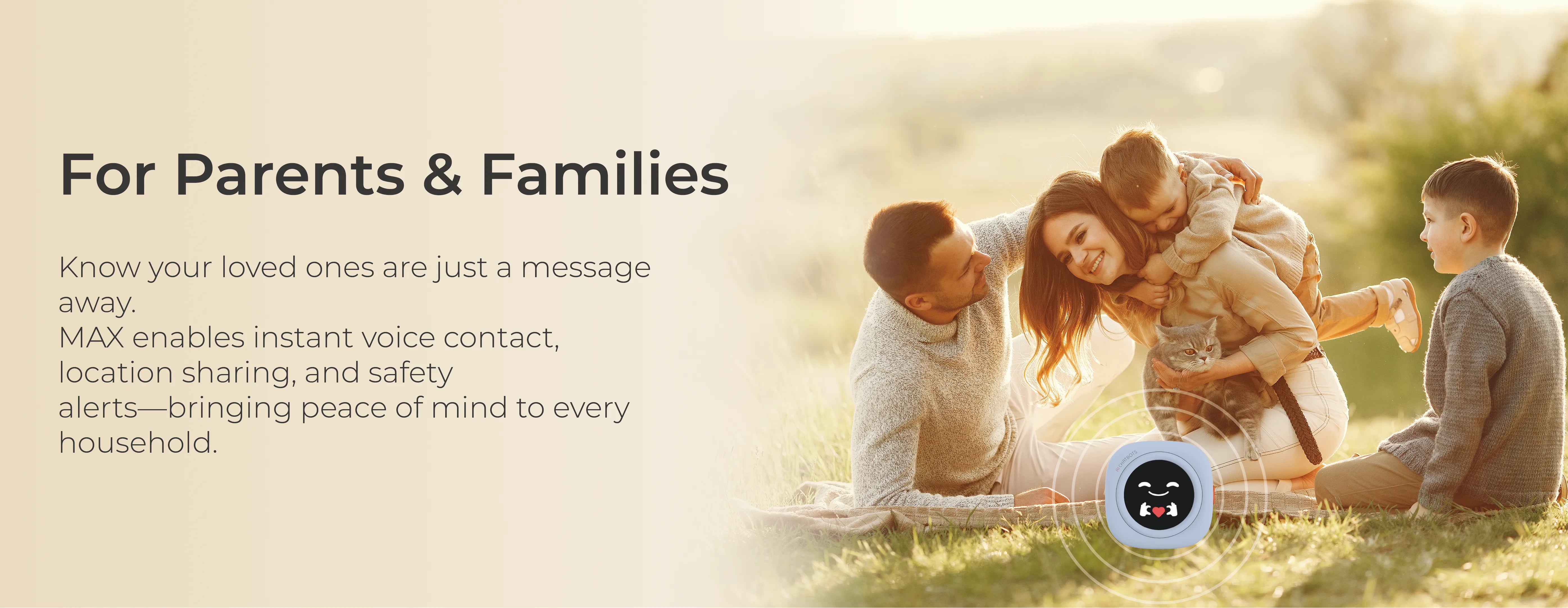 Family using AI Chatbot for communication and entertainment at home.