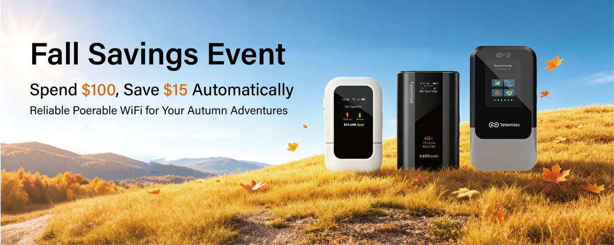 Fall Savings Event - Spend $100 Save $15 on Portable WiFi