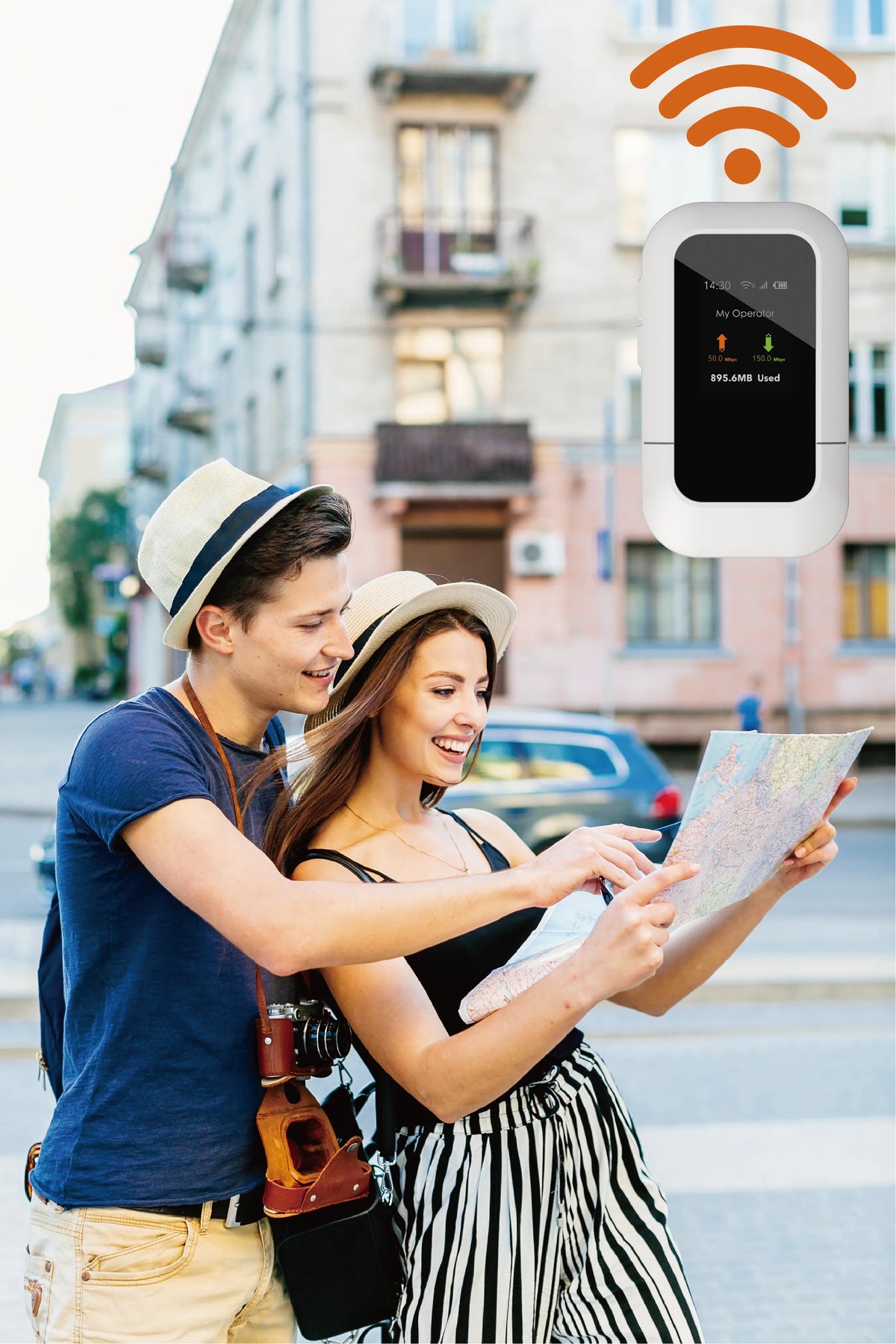 M47 travel WiFi device keeping travelers connected on the go with plug-and-play 4G LTE connectivity.