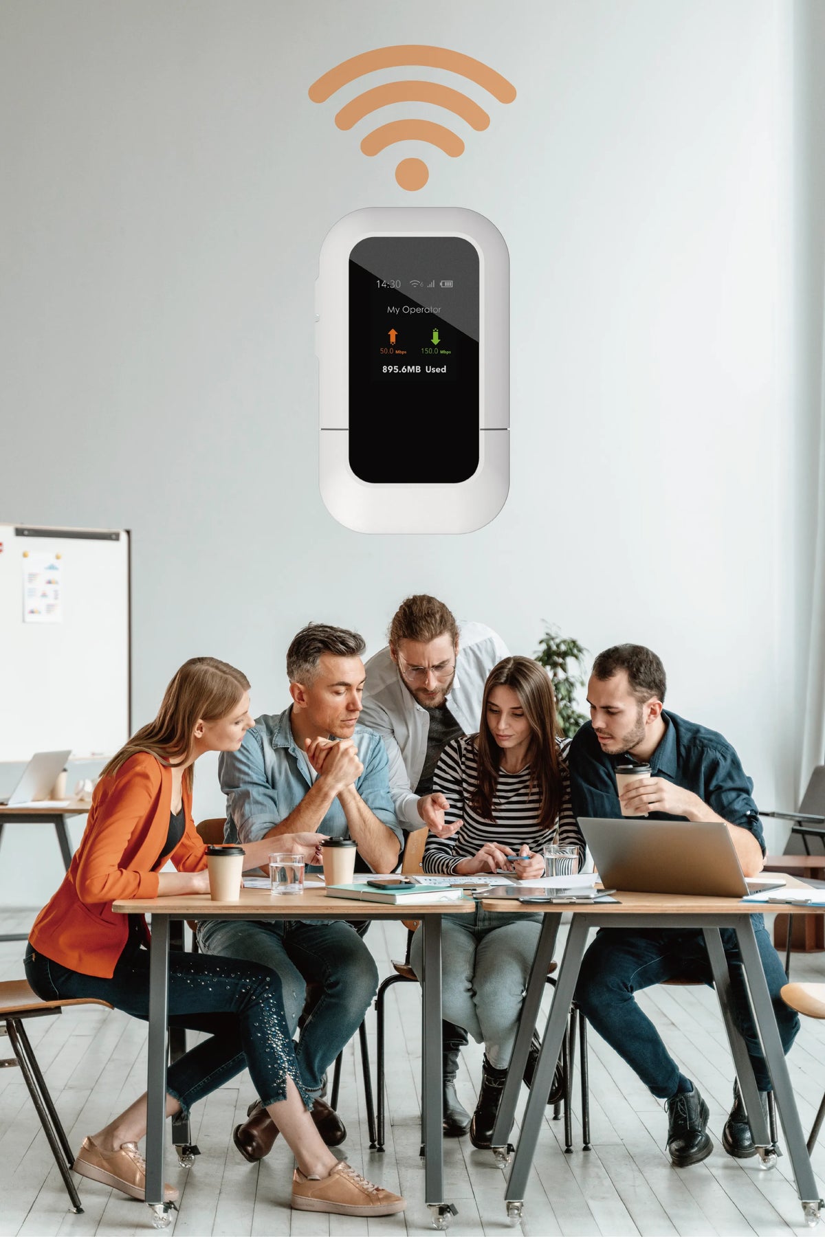 Family sharing portable WiFi from M47 MiFi router — ideal backup internet solution for home or vacation.