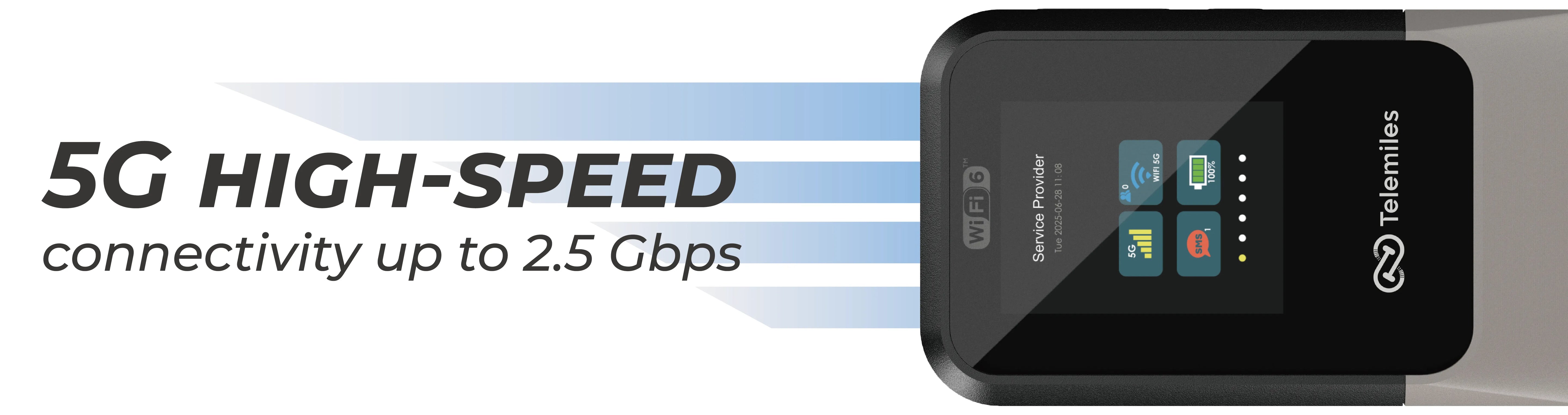 M52 5G Portable MiFi banner showcasing ultra-fast 5G connectivity and high-speed mobile internet