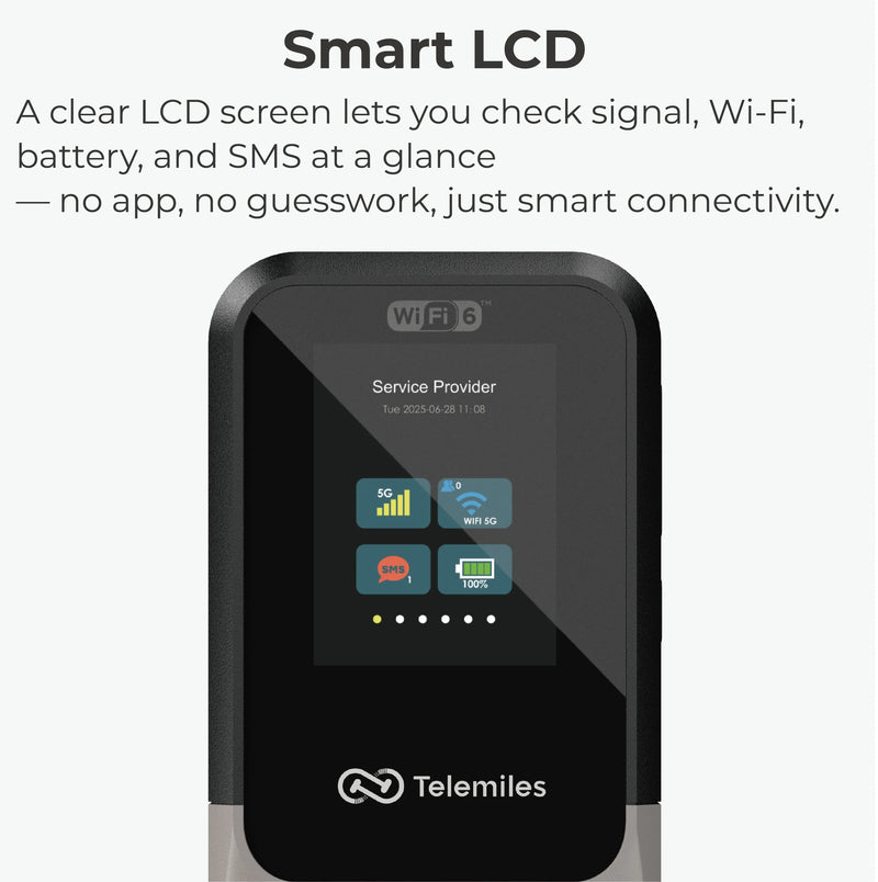 M52 MiFi display showing 5G signal strength and connected devices