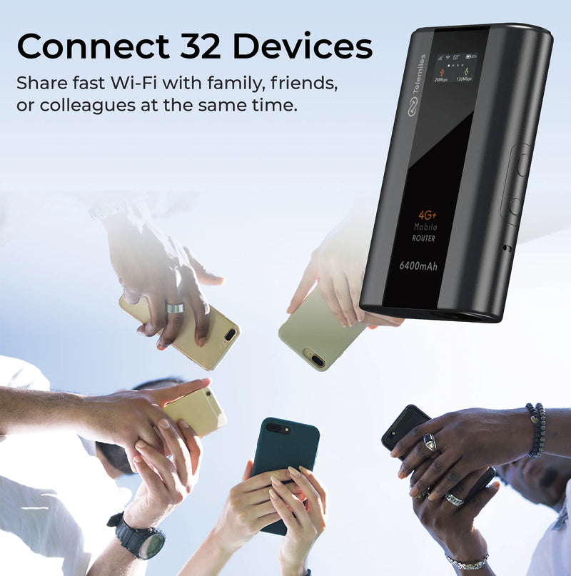 Telemiles M53 MiFi plugged into laptop-share internet via WiFi and LAN for work or travel