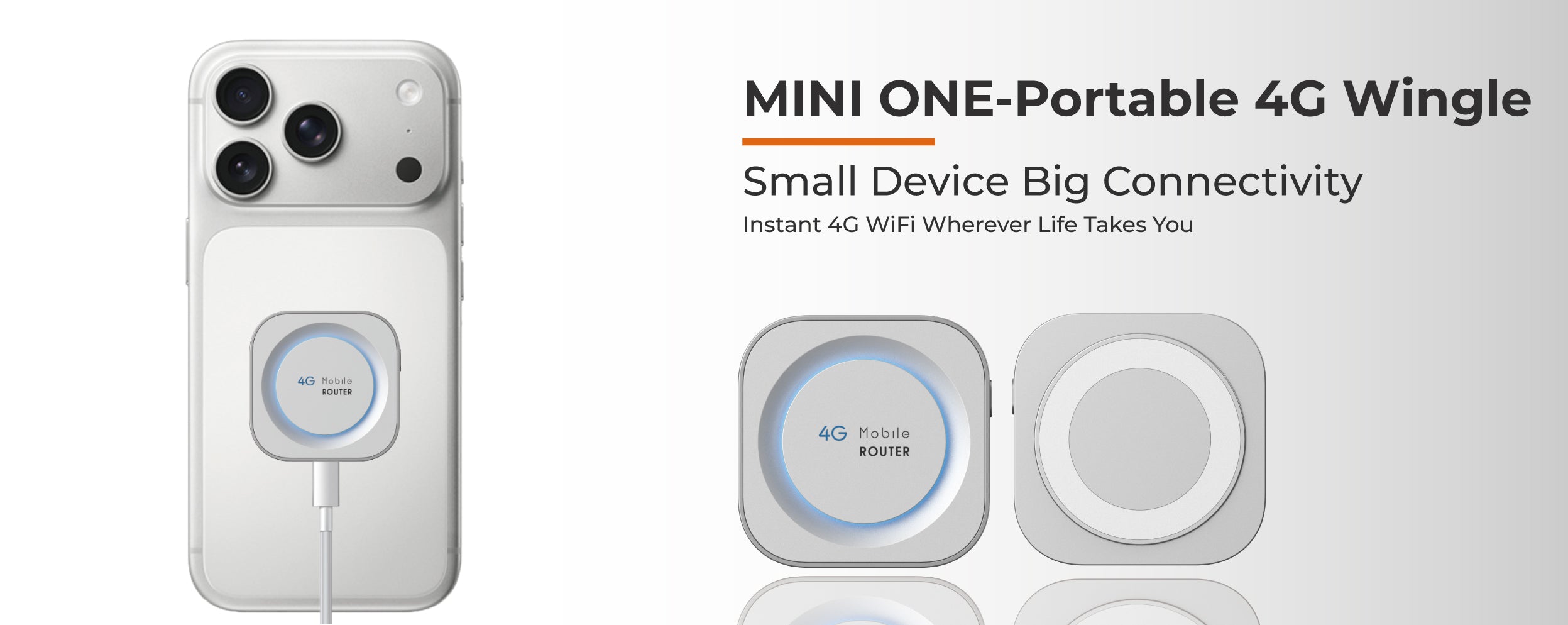 Mini ONE Portable 4G Wingle plugged into a laptop, delivering instant WiFi connection for travel and work.