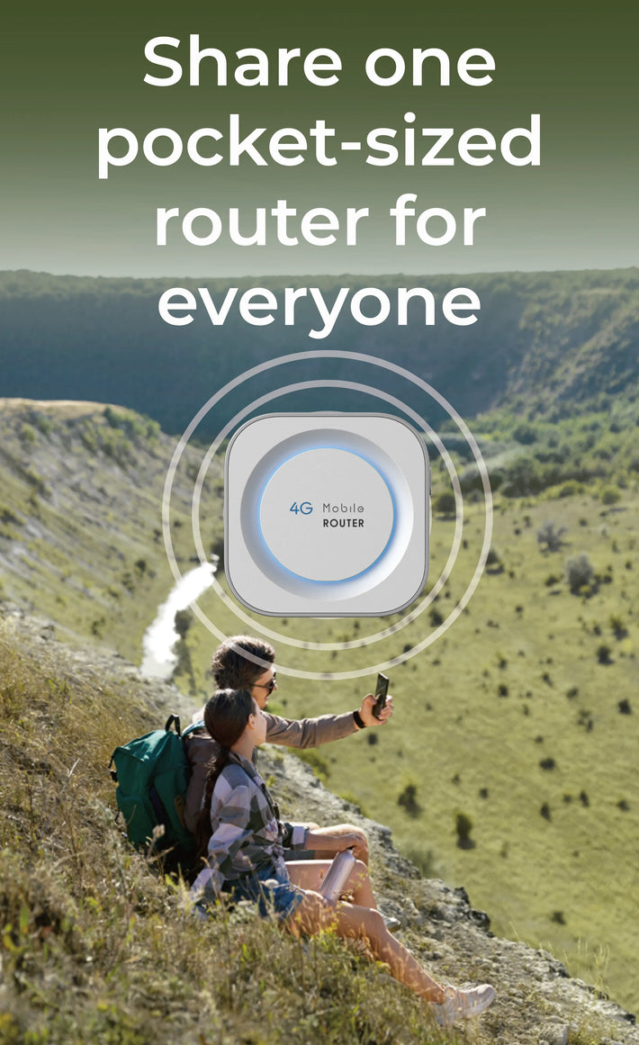 Mini ONE 4G WiFi hotspot used during travel, keeping phones and laptops connected anytime, anywhere.