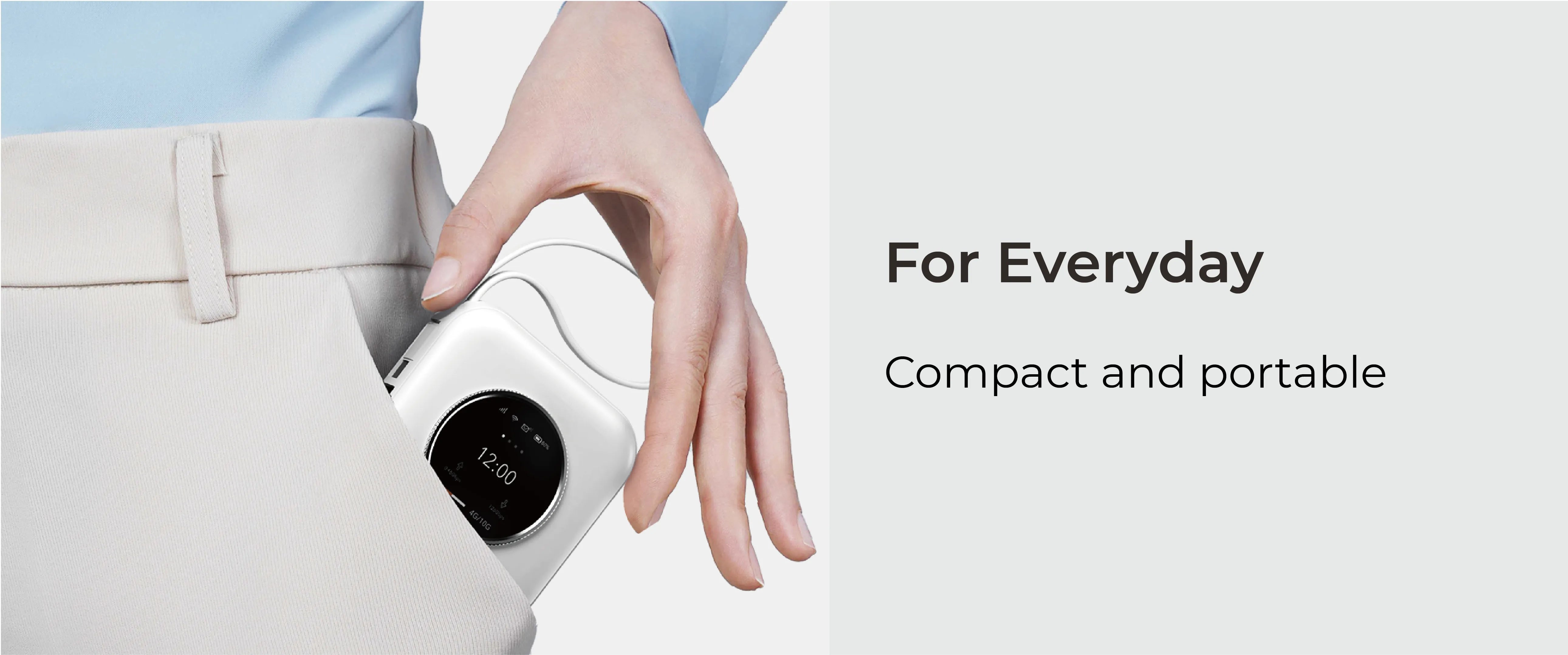 Solo traveler enjoying seamless connectivity with ONE Pocket WiFi and power bank combo.