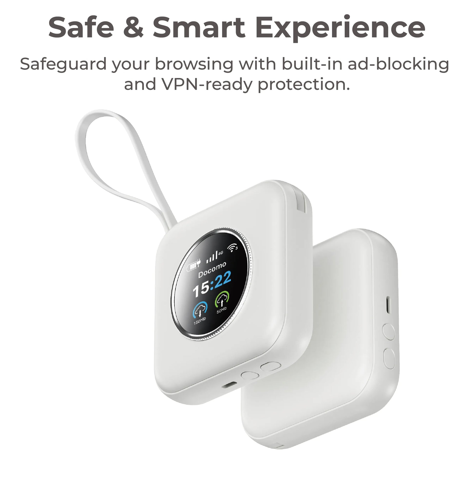 Secure and stable connection with encrypted WiFi for safe browsing on the go.