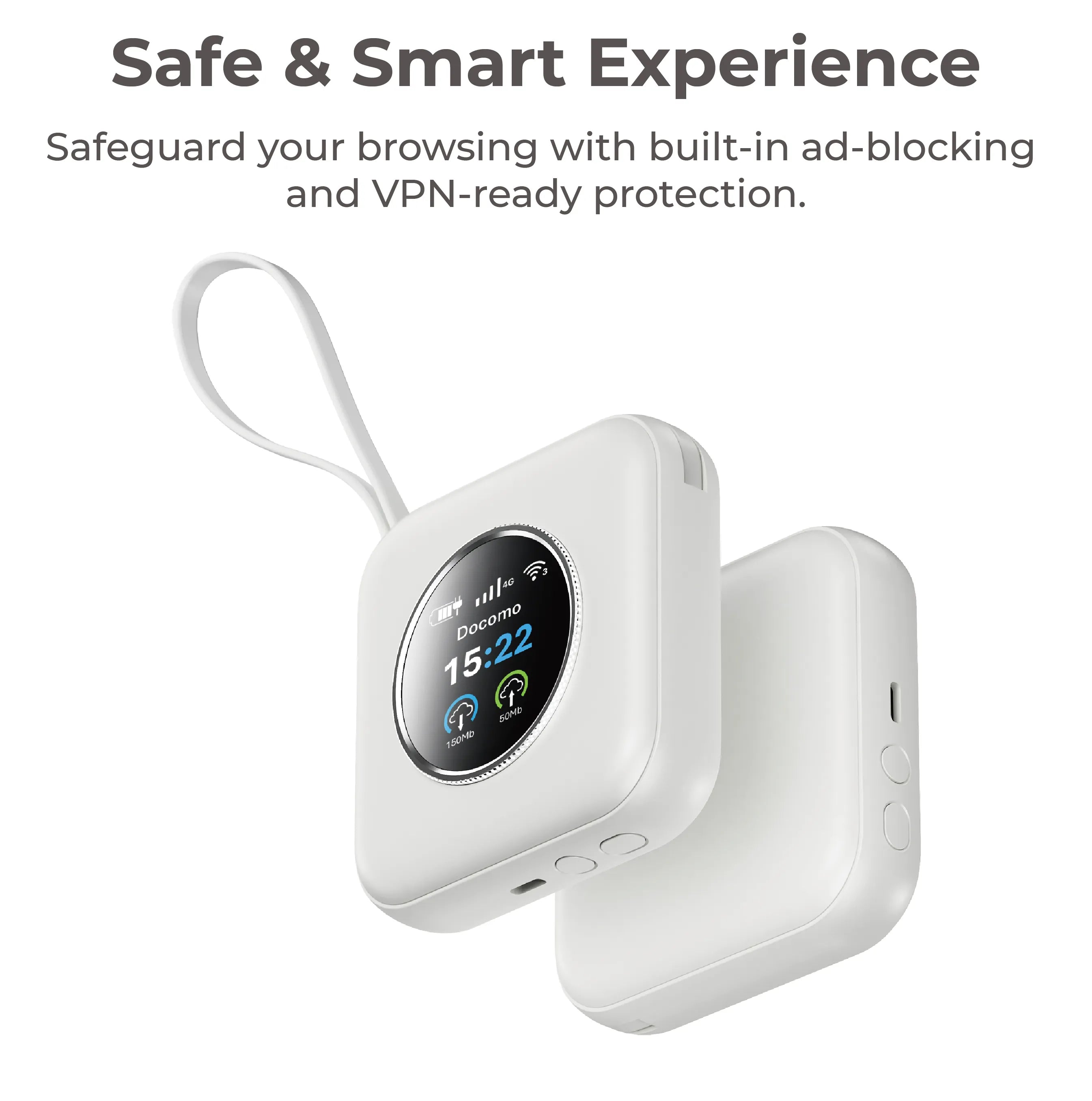 Secure and stable connection with encrypted WiFi for safe browsing on the go.