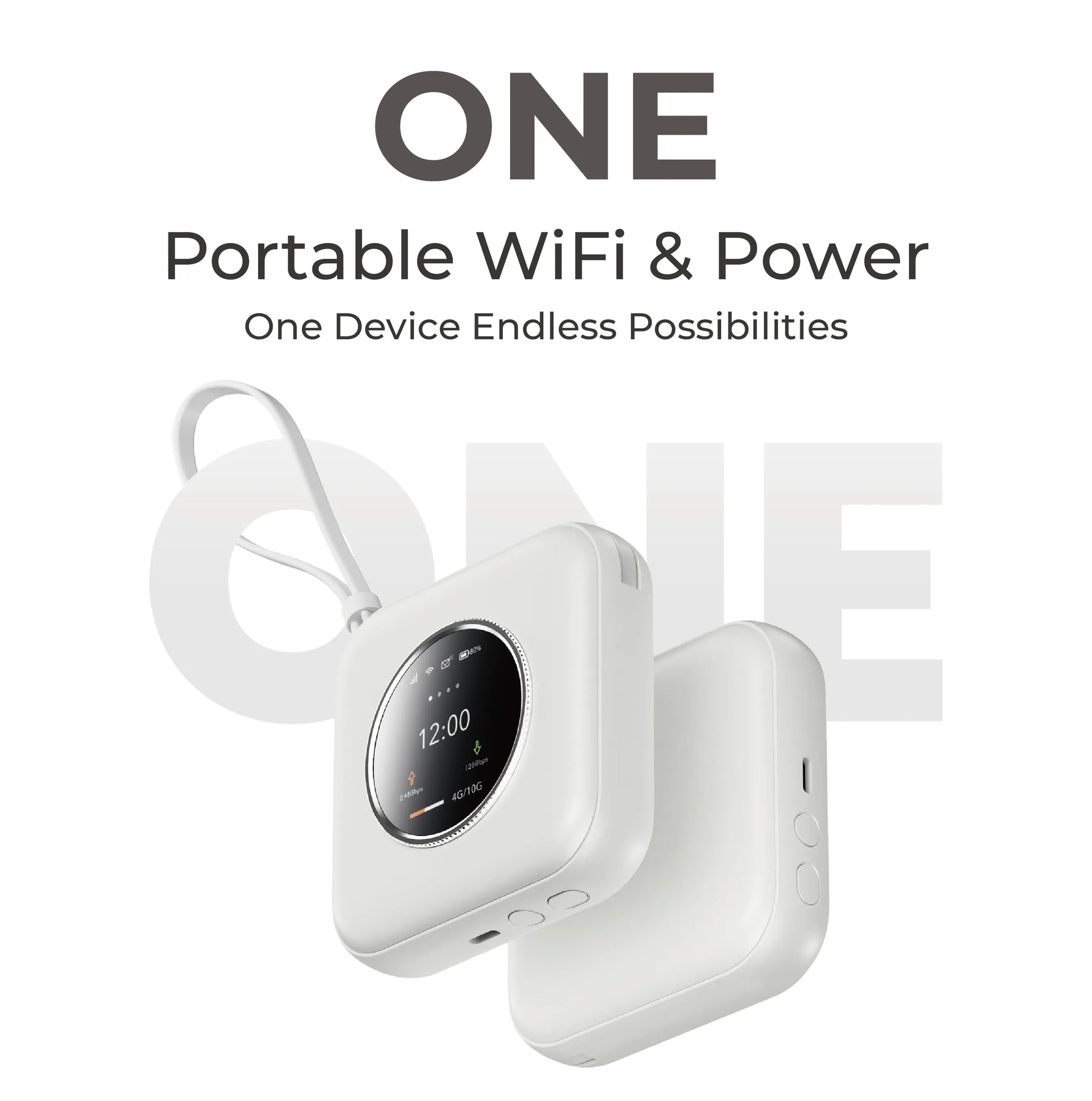 ONE Pocket WiFi and Power Bank compact design for travel and daily connectivity.