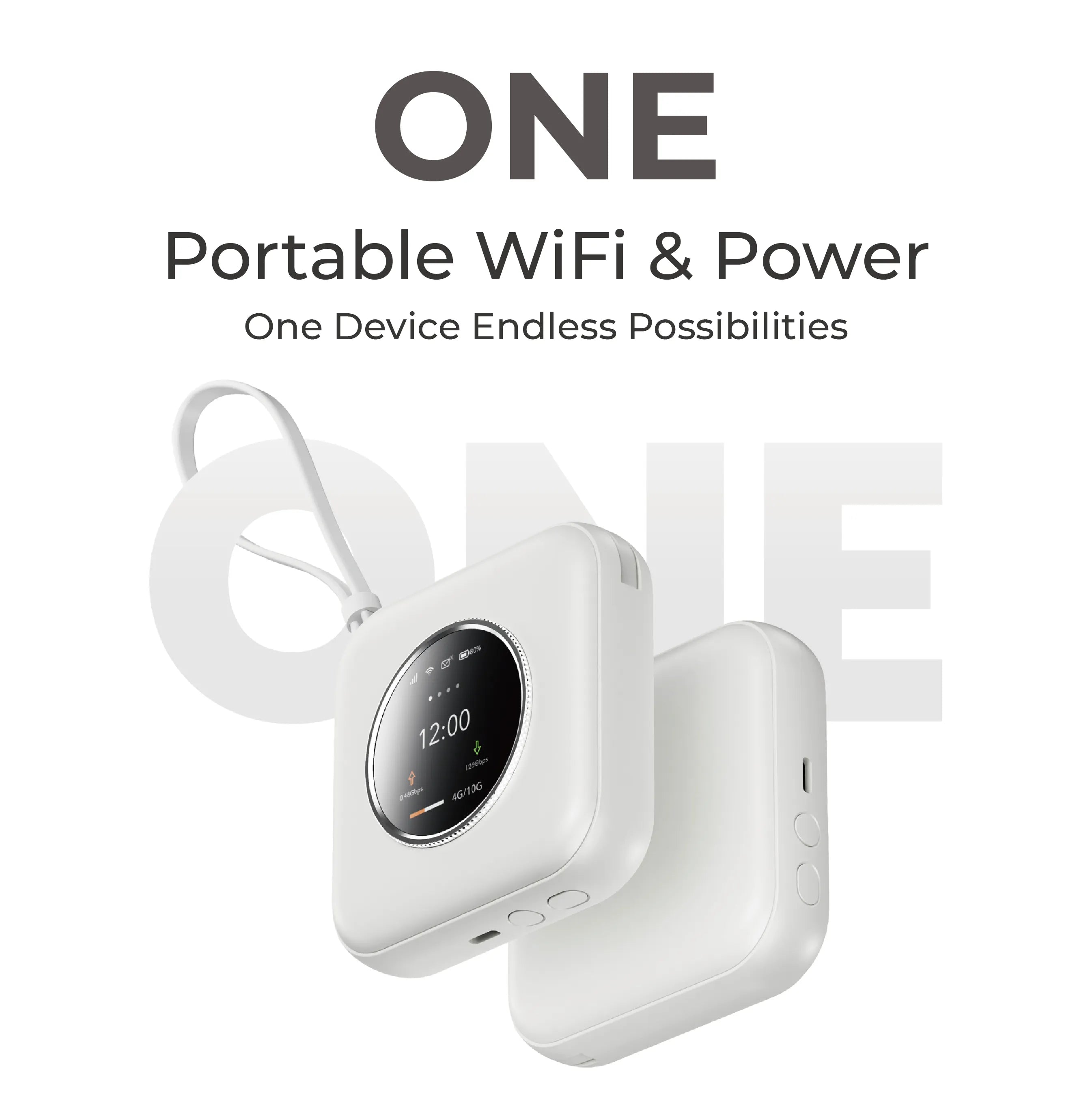 ONE Pocket WiFi and Power Bank compact design for travel and daily connectivity.