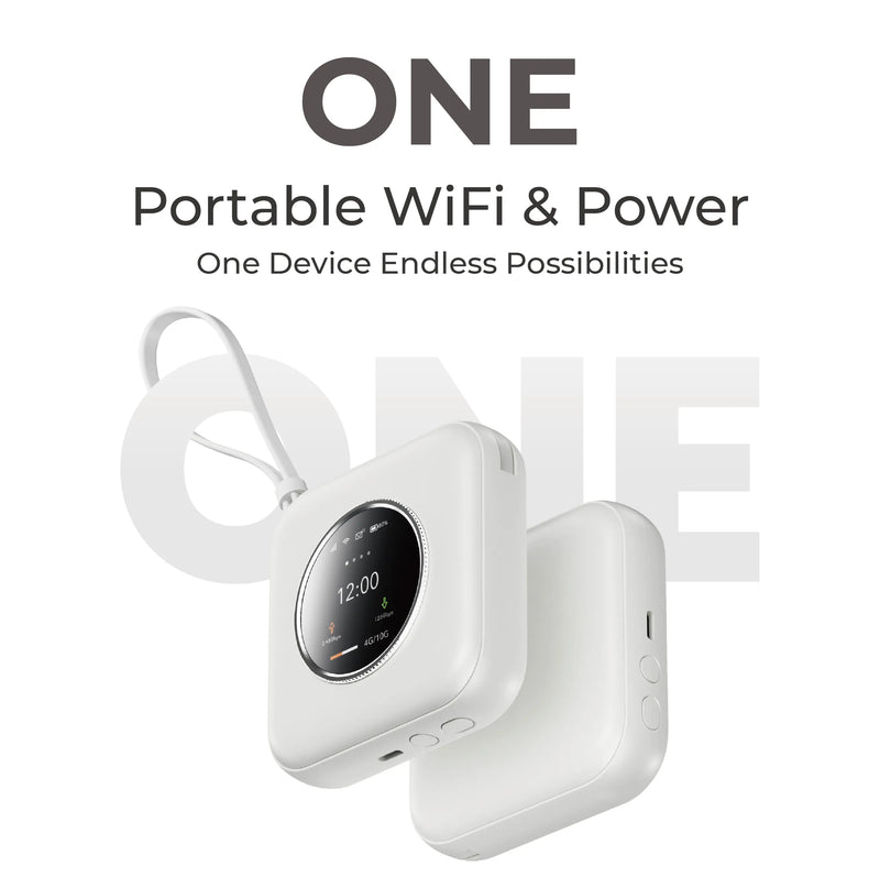 ONE Pocket WiFi and Power Bank compact design for travel and daily connectivity.